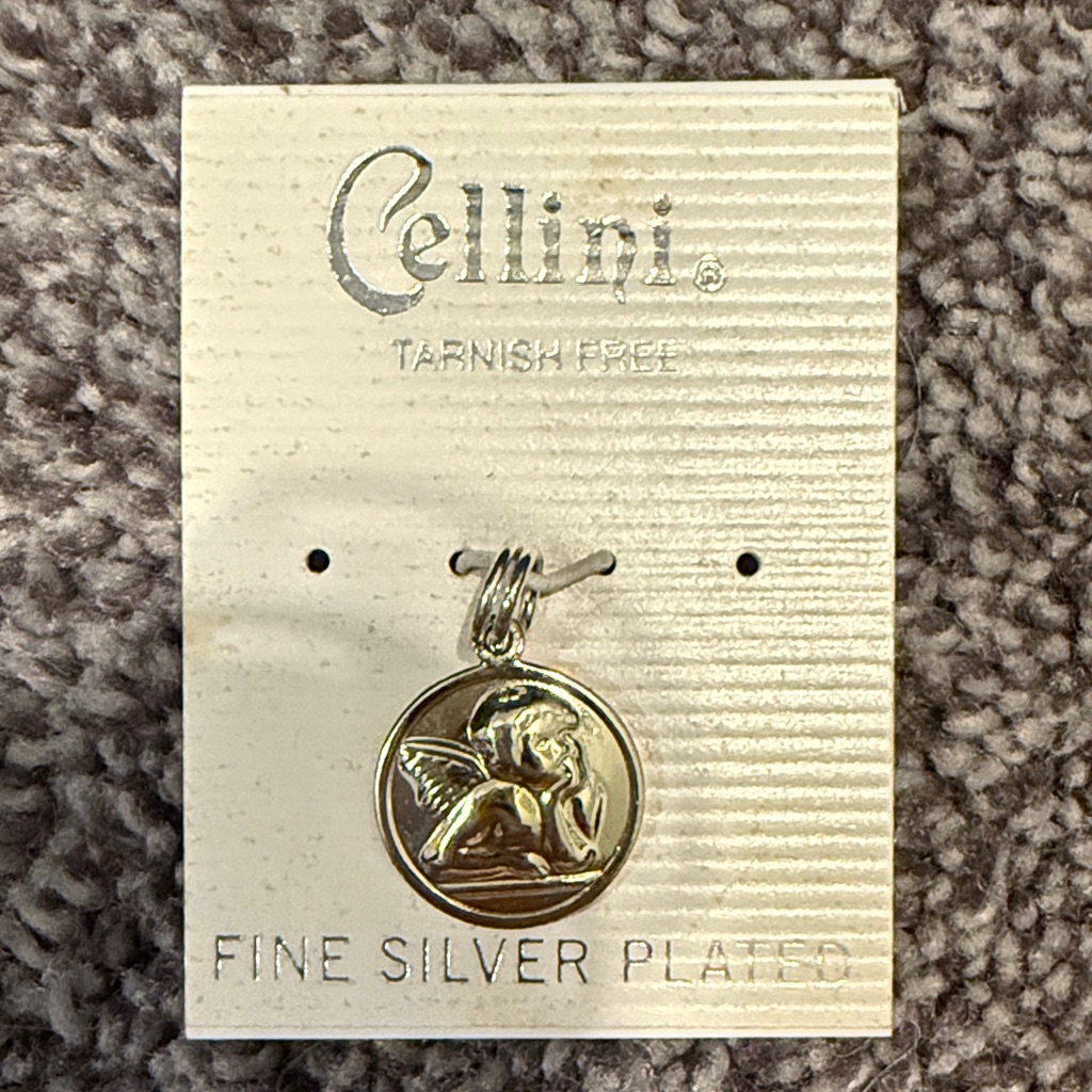 Cellini Fine SilverPlated Angel Pendant Necklace